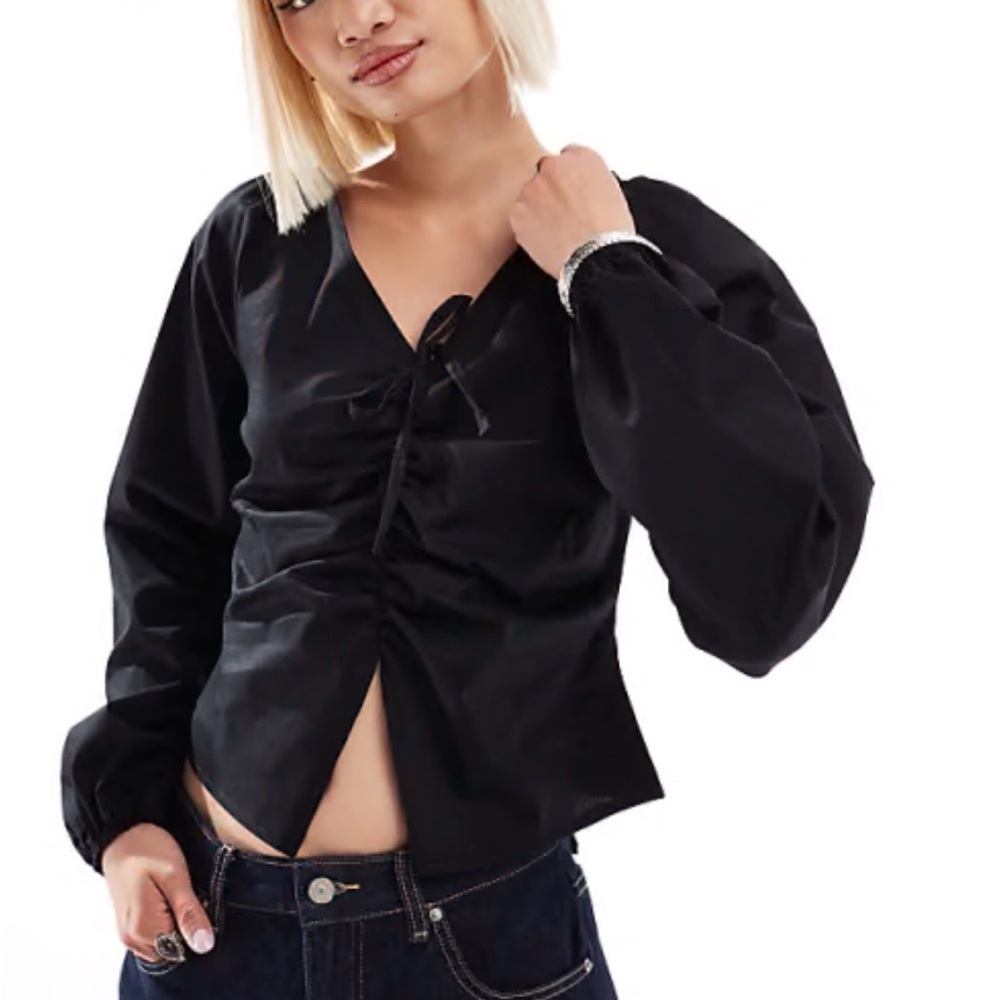 Reclaimed Vintage Black Ruched Top